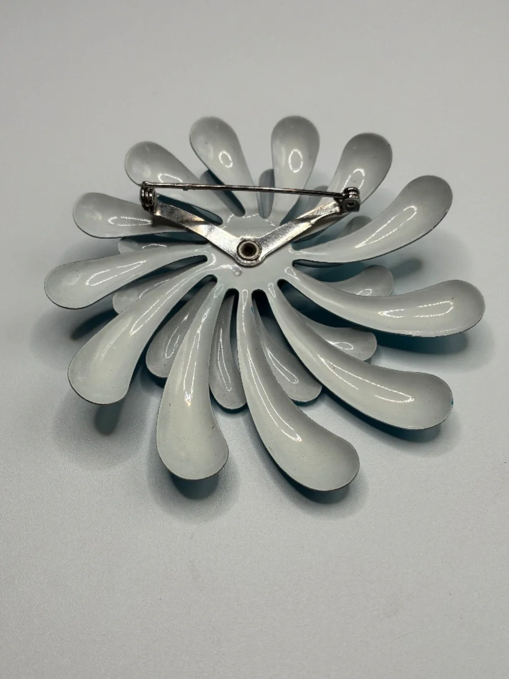 Vintage Enamel Blue Petal Brooch